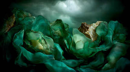 Obraz premium digital textures layered with unpredictable color storms and glowing light zones