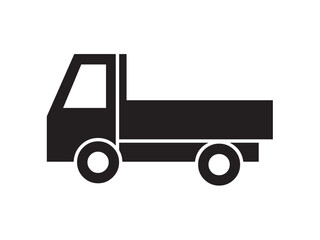 Vector isolated one single flat black truck dump in profile side view colorless black symbol icon logo infographics glyph on a white background simple minimal graphic element