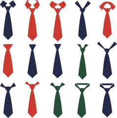 A vibrant collection of colorful vector neckties, perfect for fashion, business, and formal wear illustrations, adding a stylish touch to any design project.