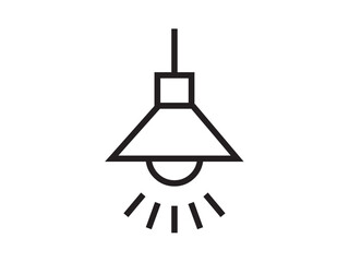 Vector isolated one single hanging ceiling lamp on wire colorless black symbol icon logo infographics glyph on a white background simple minimal graphic element