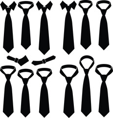 Comprehensive vector illustration set of diverse necktie designs, perfect for fashion, business, formal wear, and apparel-related graphic projects.