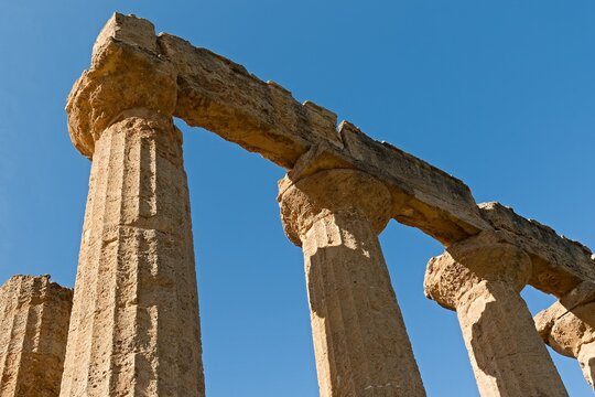 The Temple of Juno (Tempio di Giunone) was built in the 5th century BC in the Valley of the Temples, Agrigento. Today a UNESCO World Heritage Site in Sicily. Italy. Europe.