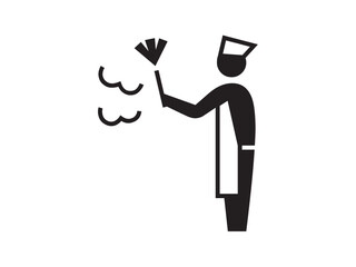 Vector isolated one single simple maid housemaid chambermaid parlourmaid black man in road sign colorless black symbol icon logo infographics glyph on a white background simple minimal graphic element