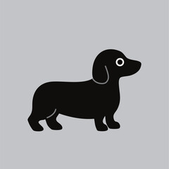 Cute vector dachshund with big eyes, simple design, great for kids' projects and decor.