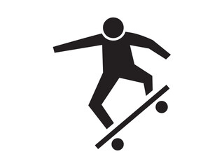 Vector isolated one single skateboarder jump black man colorless black symbol icon logo infographics glyph on a white background simple minimal graphic element