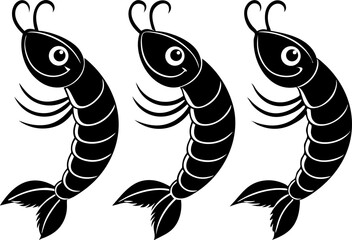 Vector silhouette of a couple of shrimps on a white background. Symbol of ocean animal