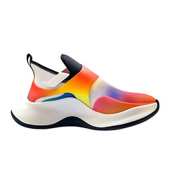 Vibrant slip-on sneaker featuring gradient rainbow colors and sleek sole, ideal for sports fashion and modern footwear concepts