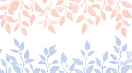 Fototapeta premium Pastel Pink and Blue Botanical Leaves Background
