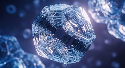Stunning Close-Up of a Crystal Ice Cube with Light Reflection