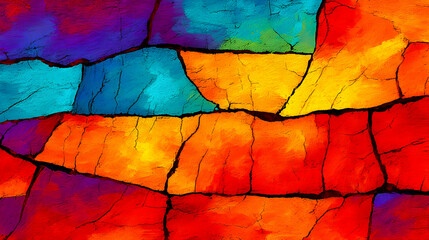 terrain made from chaotic texture patches in a kaleidoscope of colors