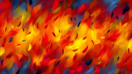 strokes of warm and cool colors colliding over chaotic background textures