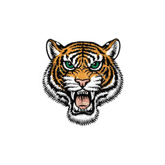 Fototapeta premium Roaring Tiger Head - Vintage Style Illustration