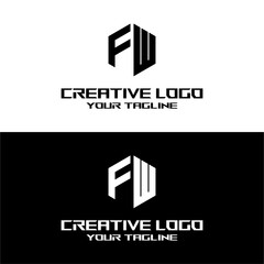 creative letter logo fw design vector