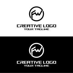 creative letter logo fw design vector