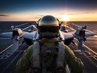 "Massive Aircraft Carrier Sailing Through Ocean Waves With Full Fleet"