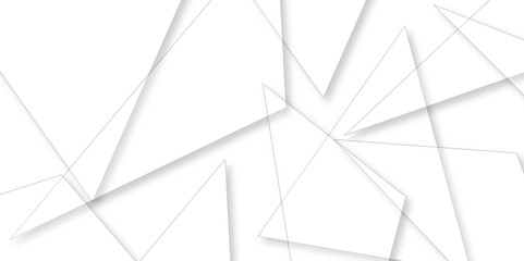 Abstract background with liens and triangles shape on white background. White and grey geometric overlapping rectangle pattern Geometric background soft shadows as patten ..White polygon textured .