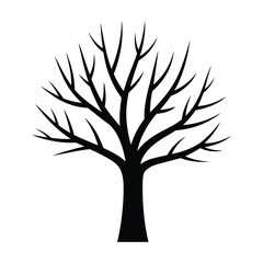 Obraz premium Bare tree silhouette illustration winter nature
