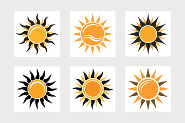    A set of sun icon vector art illustration.

