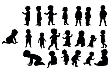Silhouette of children jumping for joy. kids jumping with joy on white background. kids jumping vector illustration