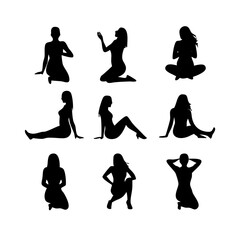 vector silhouettes of women