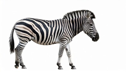 African zebra over white background, no shadow