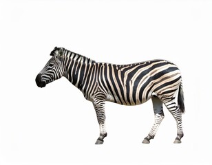Obraz premium African zebra over white background, no shadow