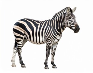 Obraz premium African zebra over white background, no shadow