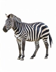 Fototapeta premium African zebra over white background, no shadow