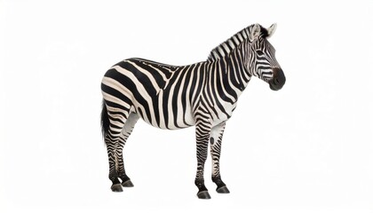 Fototapeta premium African zebra over white background, no shadow