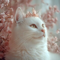 Regal Senior Cat with Crown