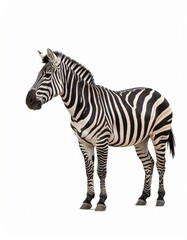 Fototapeta premium African zebra over white background, no shadow