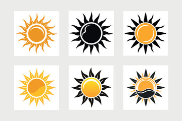 Fototapeta premium A set of sun icon vector art illustration.