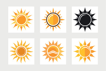    A set of sun icon vector art illustration.

