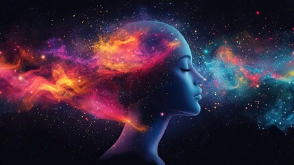 Creative mind concept, illustrated with vibrant colors and AI tools, showcasing the intersection of imagination and technology in a modern digital age filled with innovative ideas and creativity.