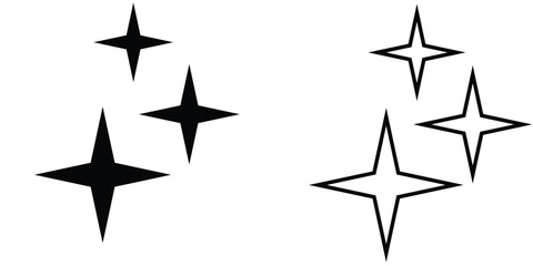 Star icon designs showcasing various styles and sizes, suitable for digital and print applications