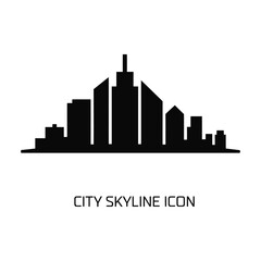 Simple black city skyline icon illustration