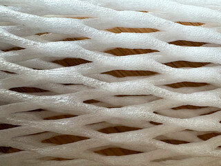 Closeup of a white foam net