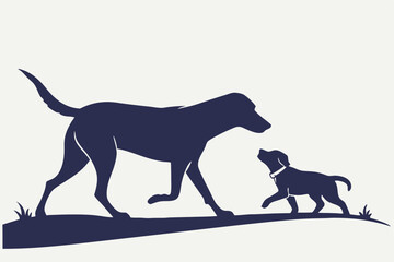 Bond of Paws: Silhouette of Dog and Pup