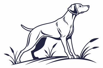 Elegant Outline: Dog Silhouette Vector Art