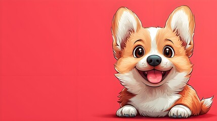 Playful Dog with Tongue Out on Vibrant Red Background