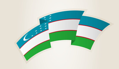 Uzbekistan Flag in Abstract Ribbon Shape, National Symbol of the Uzbekistan.