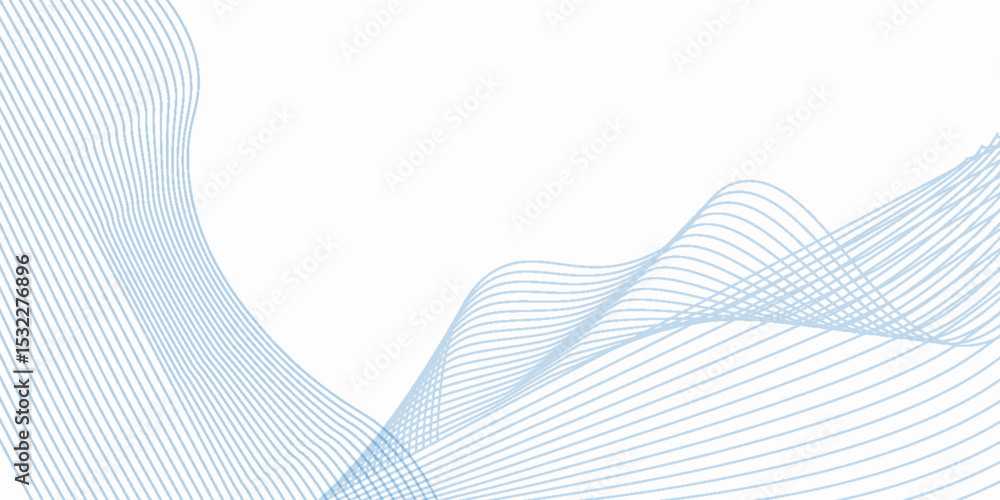 Poster abstract background with wavy blue lines on a white background. the blue lines create a flowing, tex