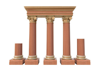 Obraz premium Ancient greek vintage columns isolated on transparent or white background