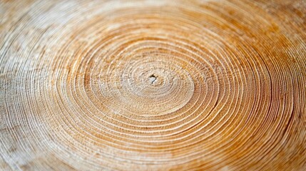 Fototapeta premium Close-up of a tree trunk with a circular pattern. the tree trunk appears to be old and weathered, with a light brown color and a rough texture.