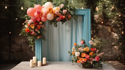 Colorful Floral Balloon Archway Outdoor Decor