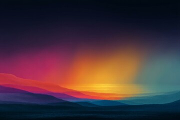 Colorful Mountain Sunset Landscape Illustration