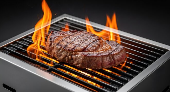 Delicious Steak Grilling Over Open Flames for Perfect Flavor