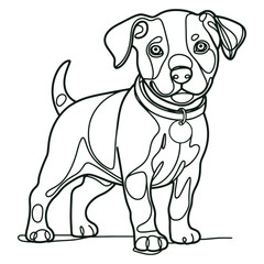 Cute Puppy Line Art Drawing Black and White Dog Illustration for Coloring Pages