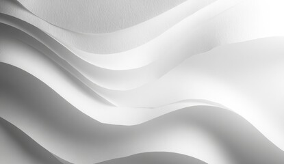 Obraz premium Abstract grayscale image of flowing, undulating white fabric or paper, creating soft, light waves and shadows