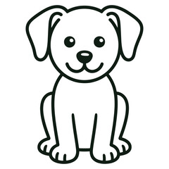 Cute Puppy Line Art Drawing Black and White Dog Illustration for Coloring Pages